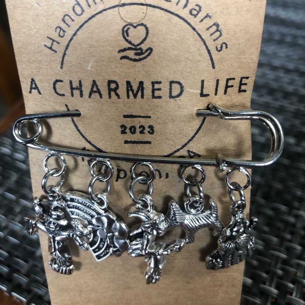 NWT, Handmade by A Charmed Life. Beautiful Silver 2” Pin.